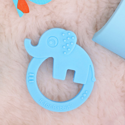R for Rabbit Tiny Bites Zoobie Baby Silicone Teether with Soft Edges and Choke-Free Design Teether(Blue)