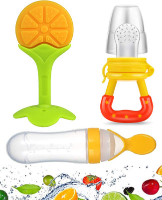 K3NTERPRISES Presents High Quality Fruit Nibbler juicer Silicone Spoon Bottle with Teether Teether and Feeder(Yellow)