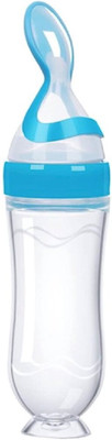 ApparelNation Baby Silicone Squeezy Spoon Bottle Solid & Semi Solid Food Feeder Teether and Feeder(Blue Stand)