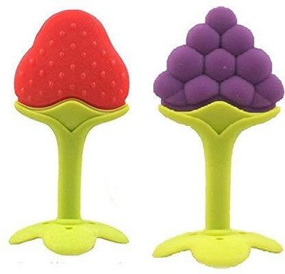 SuperDaze BPA Free Fruit Shape Teethers for Baby (2pc) Teether(Multicolor)