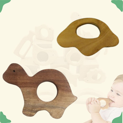 Craft Corner Neem Wooden Teether Combo For Kids First Toy Teether(Brown)