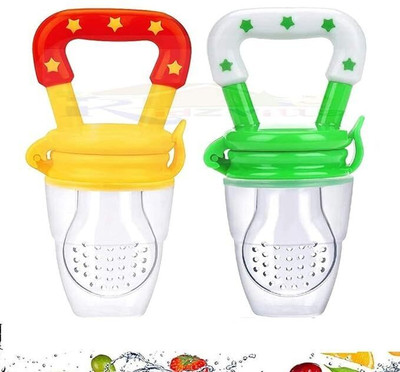K3NTERPRISES 2pc Food/Fruit Nibbler with Extra Mesh, Soft Pacifier/Feeder, Teether For Baby Feeder(Multicolor)