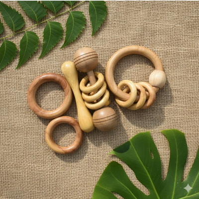Rana creation mart Pure neem wooden teether Rattle for kids Teether(Multicolor)