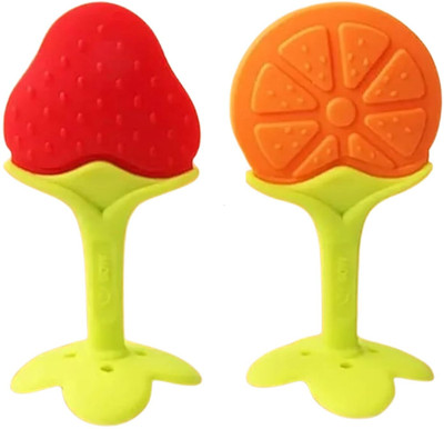 NAVBORN Silicone BPA-Free Natural Fruits Shape Nipple for Newborn Infants Teether(Multicolor Pack of 2)