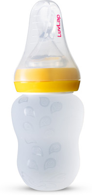 LuvLap Feeding Spoon with Squeezy food Grade Silicone Feeder bottle BPA Free, 180 ml Feeder(Yellow)