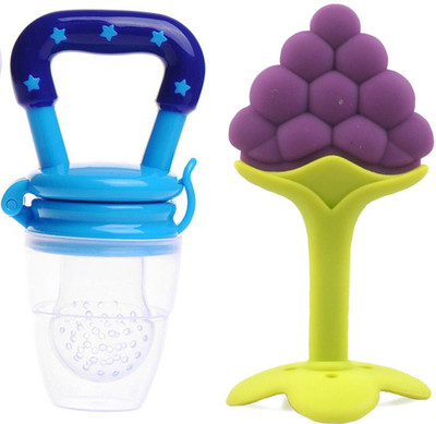 Honey Boo 2 pack Combo of One Silicone Baby fruit Feeder and One Silicone Baby teether Teether(Multicolor)