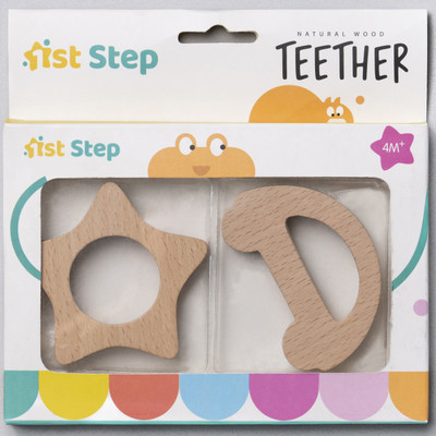 1st Step Teether Made Of Natural Wood With No Sharp Edges Teether(Brown 1)