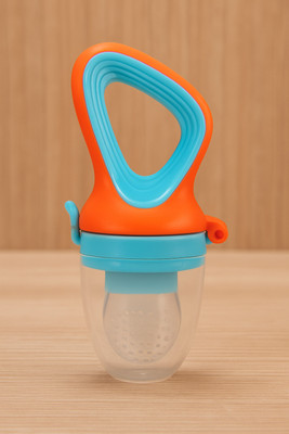 KIDS BASIC Silicone Baby Fruit Nibbler Feeder – Safe BPA Free Fresh Food Feeder Teether and Feeder(Blue And Orange)