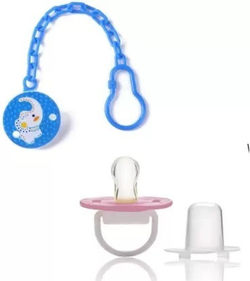 smilykid Baby Soother/ Pacifier/ Nibbler Chain Clip Holder & Baby Pacifier/Soother Teether and Feeder(Pink)