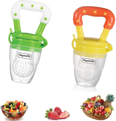 Wagwanfly 2Pc Silicone Food Fruit Nibbler Soft Pacifier Feeder, Teether for Baby Teether and Feeder(Multicolours)