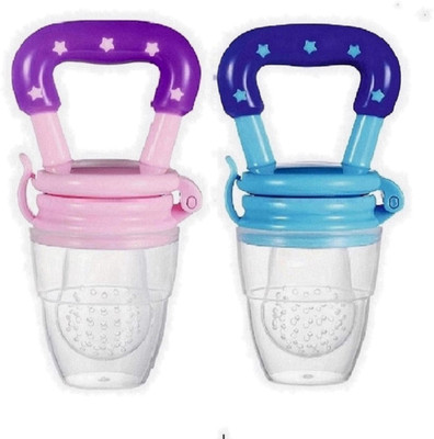 RAKIPEMH Toddler Safe Feeding Food Nibbler l BPA-Free Leak-Proof Fresh Fruit Pacifier Teether and Feeder(Transparent Silicone In White Colur, Multicolor Top)