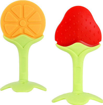 smilykid Silicone Teether for Soothing Baby Teething, Multi-Textured for Relieving Gums Teether(Orange, Red)