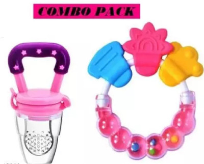 fancydressworld PinkFeeder_PinkRingTeether Feeder(Fruits Feeder and Ring Teetheri)