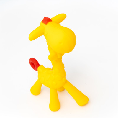 Zozobaa Baby Giraffe Teether Non-Toxic BPA-Free Silicone Safe and Flexible Teething Toy Teether(Yellow Giraffe)