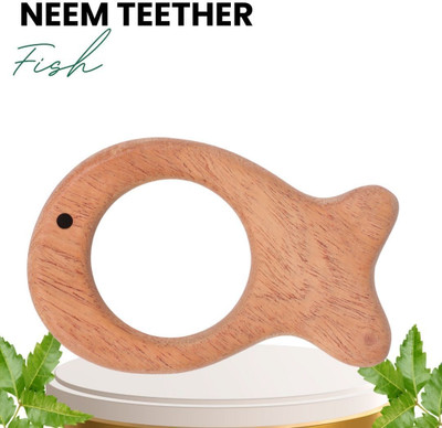 opatoys Wooden Neem Teether Fish For 0 to 24 Months Babies Teether(Natural)
