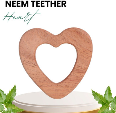 opatoys Wooden Neem Teether Heart For 0 to 24 Months Babies Teether(Natural)