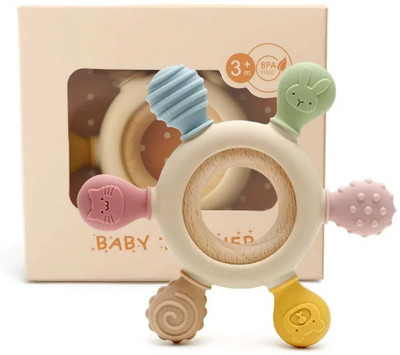 MSNB Baby Teething Toys || Silicone Baby Teether || BPA Free Silicone Rudder Teether(Multicolor)
