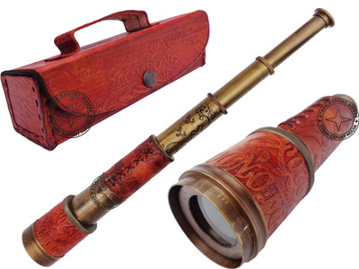 Stark Export House Brass Telescope Binoculars 17.5-inches with Wood Box Catadioptric Telescope(Manual Tracking)