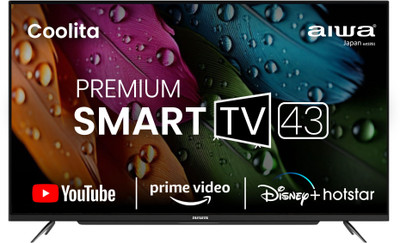 Aiwa 109.22 cm (43 inch) Full HD LED Smart Linux based TV with 1N Remot Control| |4N Screw| |1N User Manual with Warranty Card| |1N Set Table Stand, 1N Wallmount| |2N Batteries (AAA)(43AINVC109CX1H2BC)