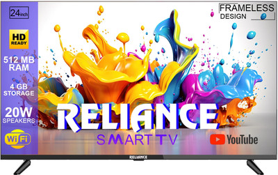 Reliance Jumbo 60 cm (24 inch) HD Ready LED Smart Android TV 2025 Edition with A+ & Full HD Support Display, Frameless Design and 20 Watts Sound(RO24MP3972HD)