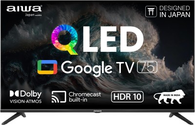 Aiwa 190.5 cm (75 inch) QLED Ultra HD (4K) Smart Google TV 1N Remot Control| |4N Screw| |1N User Manual with Warranty Card| |1N Set Table Stand, 1N Wallmount| |2N Batteries (AAA)(75AINSK189GTQX3H3BC)