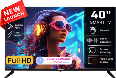 Uniboom Astra 102 cm (40 inch) Full HD LED Smart Android TV 2025 Edition with Voice Control App | 500+ Movies | 1000+ Certified Apps | Profile Mode| Aura Vision | Mobile Cast(40S-ULT-AED)