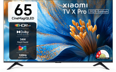 XIAOMI by Mi X Pro CineMagiQLED 165 cm (65 inch) QLED Ultra HD (4K) Smart Google TV 2025 Edition with Dolby Vision | HDR 10+ | 32 GB Storage | 34W Dolby Audio | Xiaomi Sound | Film-maker Mode | 120 Hz Game Booster(L65MB-APIN)