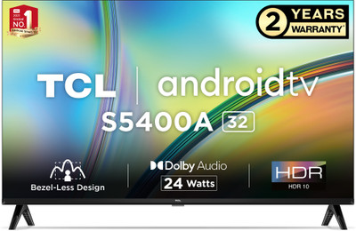 TCL 80.04 Cm (32 Inch) HD Ready LED Smart Android TV With Bezel Less & Extra Brightness (32S5400A) For Rs. 10490 @ 50 %