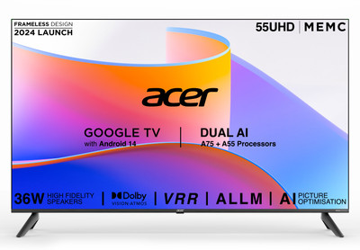 Acer I PRO Series 138.7 cm (55 inch) Ultra HD (4K) LED Smart Google TV with Android 14 (Black) | MEMC | ALLM | VRR | AI Picture Optimisation | 36W Speakers | Dolby Vision-Atmos(AR55UDIGU2875AT) Acer I PRO Series 138.7 cm (55 inch) Ultra HD (4K) LED Smart Google TV with Android 14 (Black) | MEMC | ALLM | VRR | AI Picture Optimisation | 36W Speakers | Dolby Vision-Atmos(AR55UDIGU2875AT)