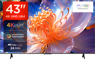iFFALCON by TCL U64 108 cm (43 inch) Ultra HD (4K) LED Smart Google TV with 24W Audio, HDR10(iFF43U64)