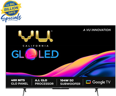 Vu GloLED 126 cm (50 inch) Ultra HD (4K) LED Smart Google TV with DJ Subwoofer 104W