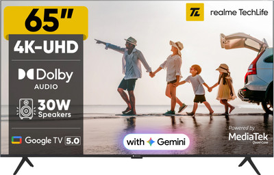 165 cm (65 inch) Ultra HD (4K) LED Smart Google TV 2025 Edition with 5.0 OS, Dolby Audio, and 30 W downfiring speaker(65UHDGDRWSDB)