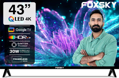 Foxsky 109 cm (43 inch) QLED Ultra HD (4K) Smart Google TV with Dolby Audio, HDR10 ( 2024)(43FS-LED TV)