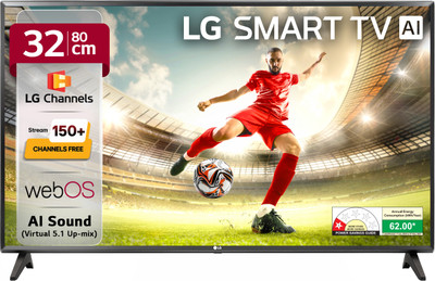 LG LR600 80 cm (32 inch) HD Ready LED Smart WebOS TV with Alpha5 Gen 6 AI Processor 150+ Free LG Channels AI Functions AI Sound (Virtual Surround 5.1 Up-mix) HDR 10 Magic Remote Compatible 60Hz Refresh Rate FTA Satellite Connectivity Wi-Fi Built-In(32LR600B6LC)