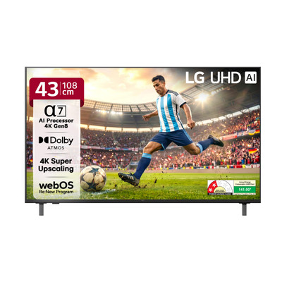 LG AI TV UA7380 108 cm (43 inch) Ultra HD (4K) LED Smart WebOS TV with Alpha7 AI Processor 4K Gen8 | 4K Super Upscaling| 4K Expression Enhancer | NEW AI Magic Remote Compatible | AI Search with MS Copilot | AI Sound Pro (9.1.2 ch) | LG Shield | Chromecast Built-in(43UA73806LA)
