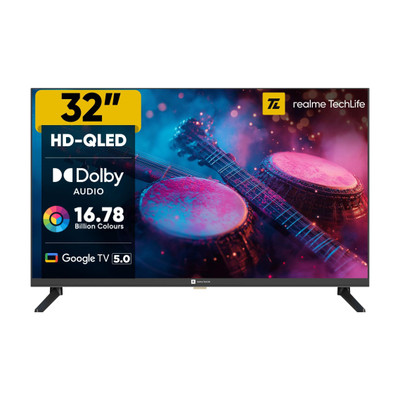 realme TechLife 80 cm (32 inch) QLED HD Ready Smart Google TV(32HDGQRDDAQ)
