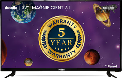 Doodle 81 cm (32 inch) HD Ready LED Smart Android TV with 2 USB and 2 HDMI Port| Built-in Wi-Fi| Voice Remote| Screen Mirroring(IR32S1SHDVR)