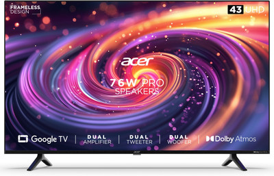 Acer H PRO Series 108 cm (43 inch) Ultra HD (4K) LED Smart Google TV with 76W PRO Speakers, Dolby Vision-Atmos, MEMC(AR43GR2851UDPRO)