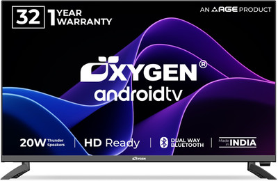 Oxygen O Series 81 cm (32 inch) HD Ready LED Smart Android Based TV with Metal Back Cabinet(32SMTRO2)