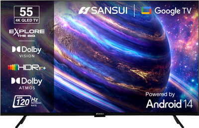 140 cm (55 inch) QLED Ultra HD (4K) Smart Google TV with Dolby Vision| HDR10+| Dolby Atmos| HSR 120Hz| MEMC| 30W Surround Sound| FloLED Panel(JSW55UG23Q)