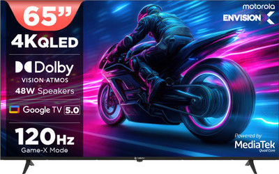 MOTOROLA 165 cm (65 inch) QLED Ultra HD (4K) Smart Google TV 2025 Edition with 5.0 with 48 W speaker, 120Hz Game accelerator, and Dolby Atmos(65UHDGQMVSAQ)