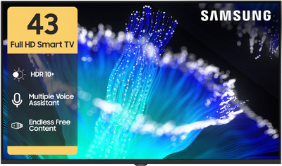 Samsung 108 cm (43 inch) Full HD LED Smart Tizen TV 2025 Edition with Voice Assistance Remote Control | 100+ Free Channels | HDR 10+ Support | PurColor | Samsung Knox Security | Digital Tuner | Object Tracking Sound Lite | Adaptive Sound | Q-Symphony(UA43F5550FUXXL)