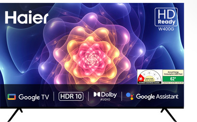 Haier 80 cm (32 inch) HD Ready LED Smart Google TV 2025 Edition with HDR10 support |Google Assistant (Bluetooth voice control) | Built-in Chromecast| Bezel-less design(LE32W400G-N)