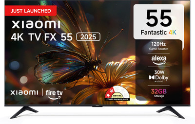 XIAOMI FX Series 138.68 Cm (55 Inch) Ultra HD (4K) LED Smart Fire TV 2025 Edition With Alexa Built-in | HDR 10 | 32 GB Storage | 30W Dolby Audio | Premium Metal Bezel-less Design | Film-maker Mode | 120 Hz Game Booster (L55MB-FIN) For Rs. 31499 @ 43 %