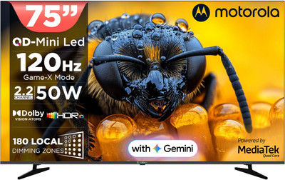 190 cm (75 inch) Ultra HD (4K) Mini LED Smart Google TV 2026 Edition with QD Mini LED, 180 Local Dimming Zones / LEDs, 2.2 Channel Audio System AIPQ, Mediatek Processor, 120Hz refresh rate, Dolby Visi