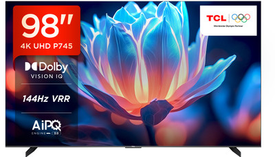 TCL 248 cm (98 inch) Ultra HD (4K) LED Smart Google TV with Dolby Vision IQ and 144Hz VRR with 60W ONKYO Audio System(98P745)