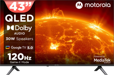 MOTOROLA 108 cm (43 inch) QLED Ultra HD (4K) Smart Google TV 2025 Edition with 5.0 OS, 30 W speaker, 120Hz Game accelerator, and Dolby Audio(43UHDGQMWSDQ)
