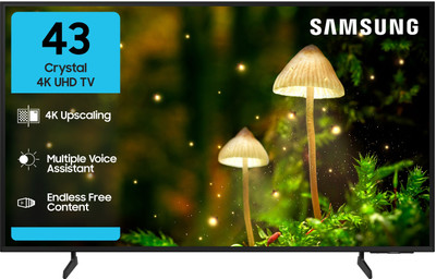 Samsung Crystal 4K Infinity Vision 108 cm (43 inch) Ultra HD (4K) LED Smart Tizen TV 2025 Edition with 4K Upscaling | HDR 10+ | Voice Assistance Remote Control | PurColor | Slim Look | Samsung Knox Security | 100+ Free Channels | Universal Gestures(UA43UE84AFULXL)