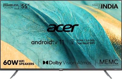 acer 139 cm (55 inch) Ultra HD (4K) LED Smart Android TV with Android 11, Dolby Vision-Atmos, 60W HiFi Speakers(AR55AR2851UDPRO)