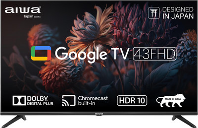 Aiwa 2024 109.22 cm (43 inch) Full HD LED Smart Google TV 2024 Edition with 1N Remot Control| |4N Screw| |1N User Manual with Warranty Card| |1N Set Table Stand, 1N Wallmount| |2N Batteries (AAA)(43AINSK108GTX1H2BC)